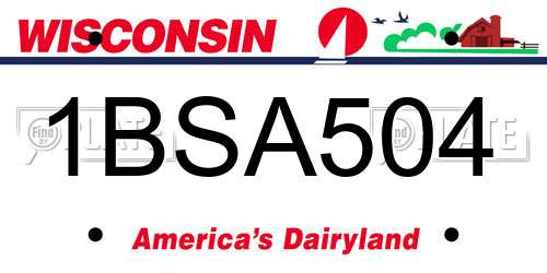 1BSA504 Wisconsin License Plate