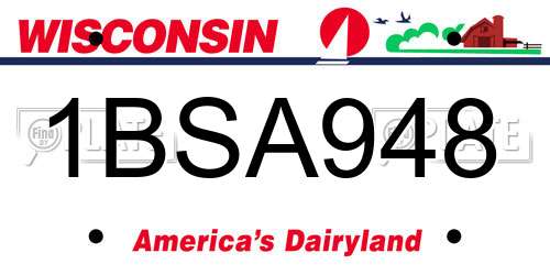 1BSA948 Wisconsin License Plate