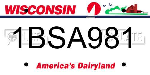 1BSA981 Wisconsin License Plate