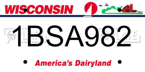 1BSA982 Wisconsin License Plate