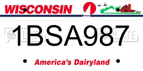 1BSA987 Wisconsin License Plate