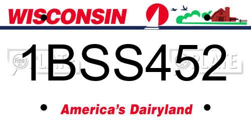 1BSS452 Wisconsin License Plate