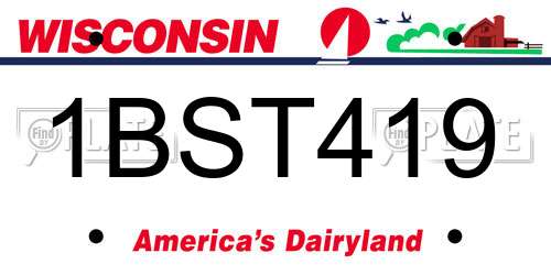 1BST419 Wisconsin License Plate
