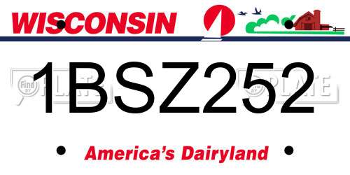 1BSZ252 Wisconsin License Plate