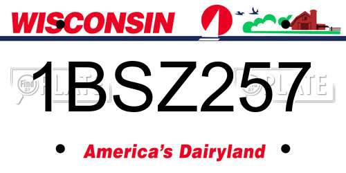 1BSZ257 Wisconsin License Plate