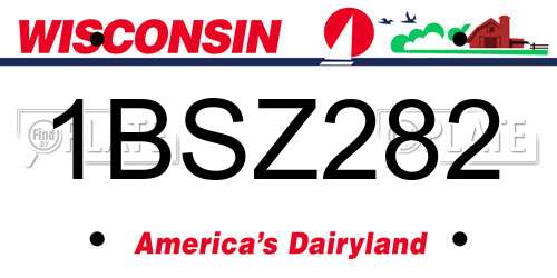 1BSZ282 Wisconsin License Plate