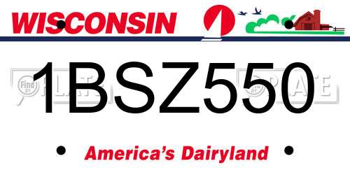 1BSZ550 Wisconsin License Plate