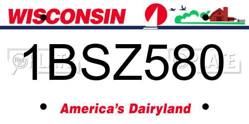1BSZ580 Wisconsin License Plate