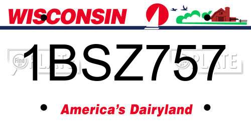 1BSZ757 Wisconsin License Plate