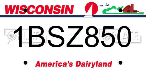 1BSZ850 Wisconsin License Plate