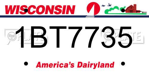 1BT7735 Wisconsin License Plate