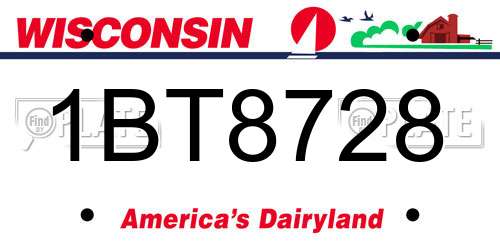 1BT8728 Wisconsin License Plate
