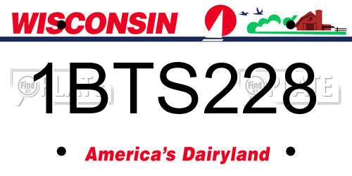 1BTS228 Wisconsin License Plate