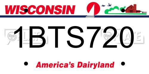 1BTS720 Wisconsin License Plate