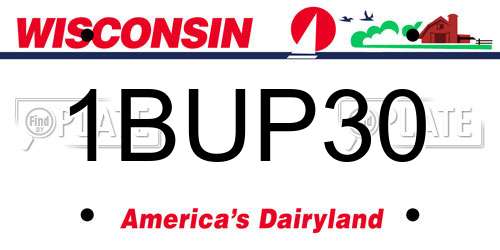1BUP30 Wisconsin License Plate