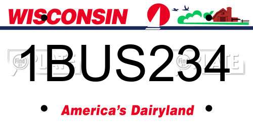 1BUS234 Wisconsin License Plate