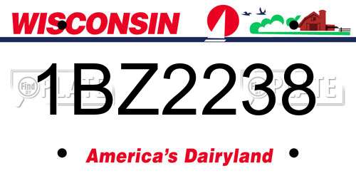 1BZ2238 Wisconsin License Plate