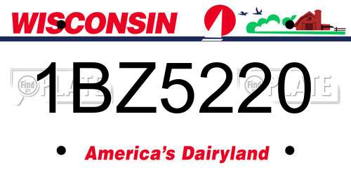 1BZ5220 Wisconsin License Plate
