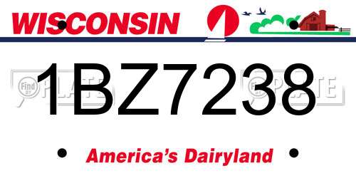 1BZ7238 Wisconsin License Plate