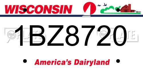 1BZ8720 Wisconsin License Plate