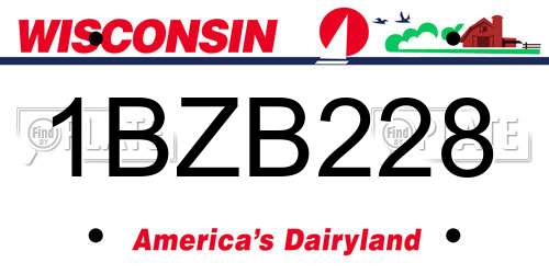 1BZB228 Wisconsin License Plate