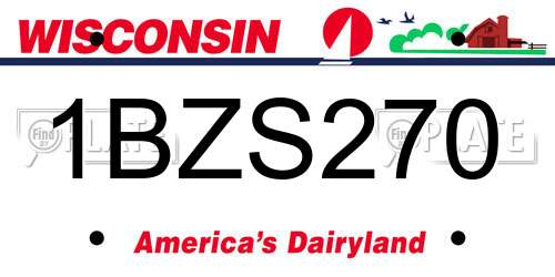 1BZS270 Wisconsin License Plate