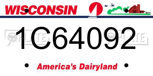 1C64092 Wisconsin License Plate