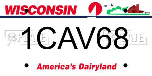 1CAV68 Wisconsin License Plate