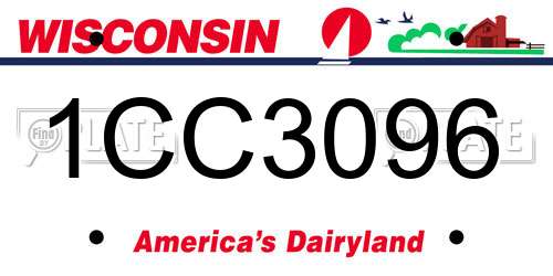 1CC3096 Wisconsin License Plate