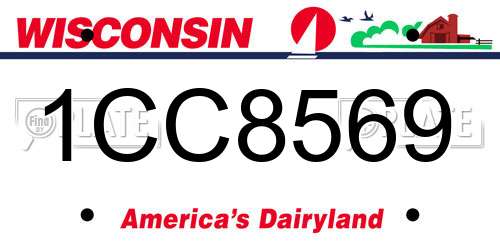 1CC8569 Wisconsin License Plate