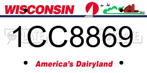 1CC8869 Wisconsin License Plate