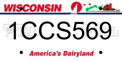 1CCS569 Wisconsin License Plate