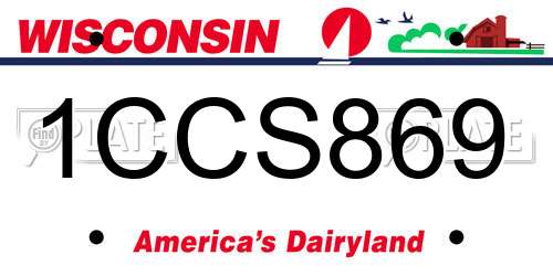 1CCS869 Wisconsin License Plate