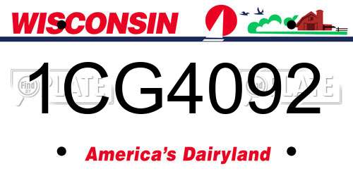 1CG4092 Wisconsin License Plate