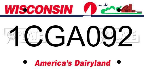 1CGA092 Wisconsin License Plate