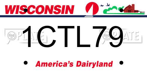 1CTL79 Wisconsin License Plate