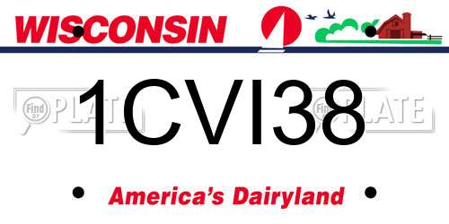 1CVI38 Wisconsin License Plate