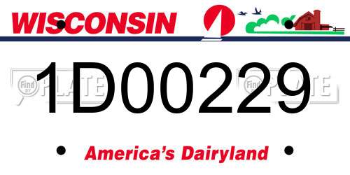 1D00229 Wisconsin License Plate