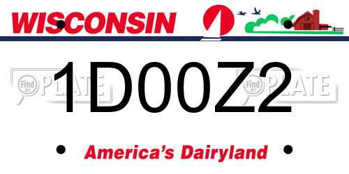 1D00Z2 Wisconsin License Plate