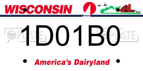 1D01B0 Wisconsin License Plate