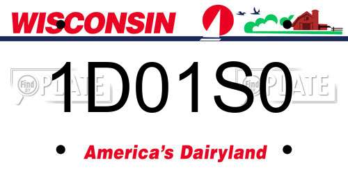 1D01S0 Wisconsin License Plate