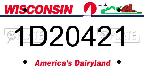 1D20421 Wisconsin License Plate
