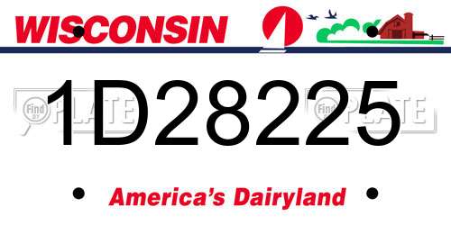 1D28225 Wisconsin License Plate