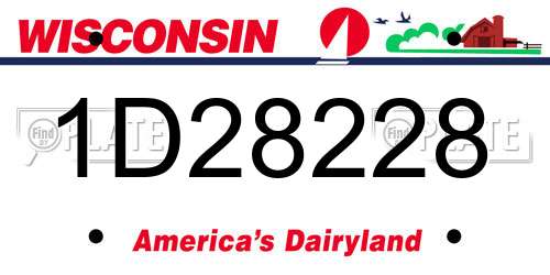 1D28228 Wisconsin License Plate
