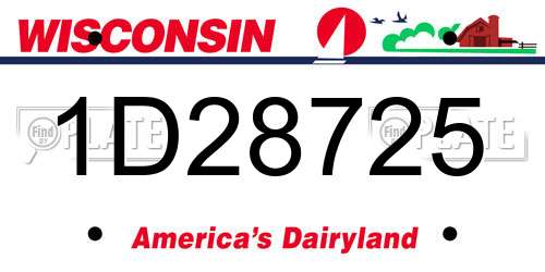 1D28725 Wisconsin License Plate