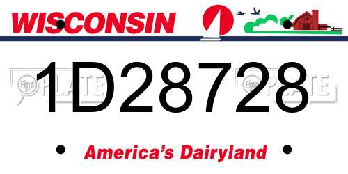 1D28728 Wisconsin License Plate