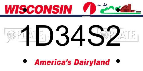 1D34S2 Wisconsin License Plate