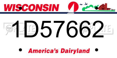 1D57662 Wisconsin License Plate