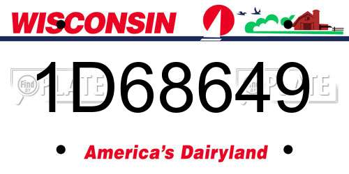 1D68649 Wisconsin License Plate