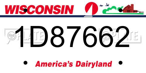 1D87662 Wisconsin License Plate